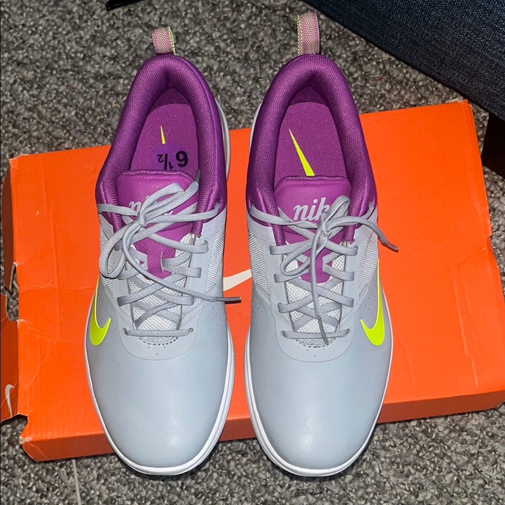 Nike Women’s Gray & Purple Athletic Sneakers with Lime Accents